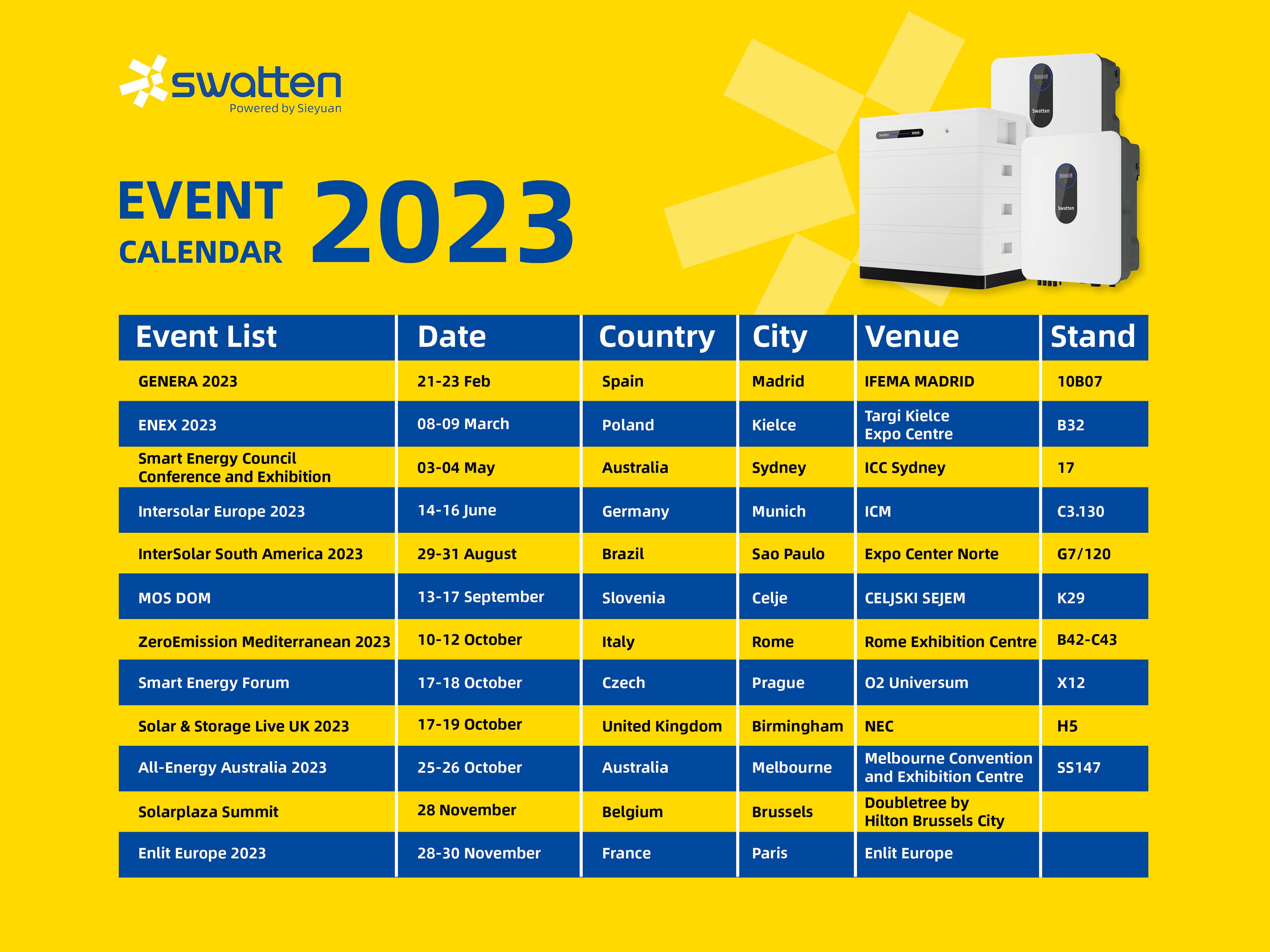 Calendário de Exposições Swatten 2023