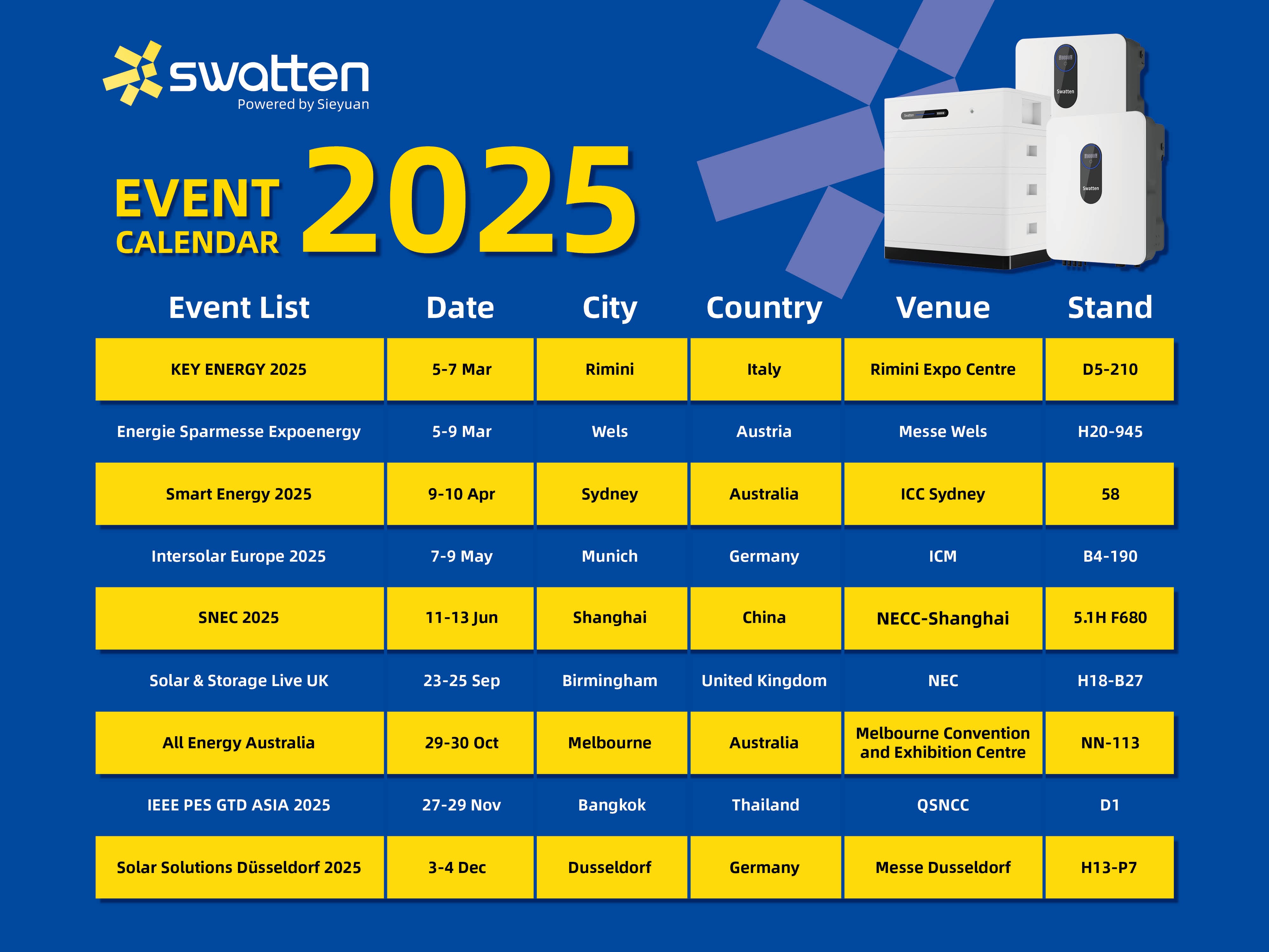 Calendário de Exposições Swatten 2025